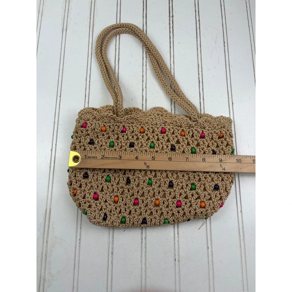 The Sak Vintage Y2K Crochet Beaded Boho Knit Summer Shoulder Bag Purse
